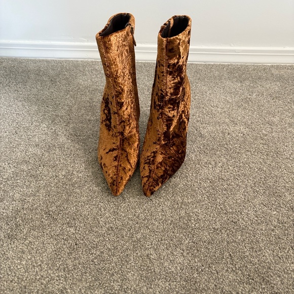 Sam Edelman Crushed Velvet Ankle Boots Rust Size 7.5 - Picture 3 of 5